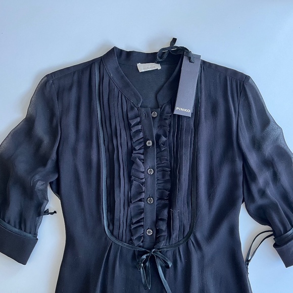 NWT Pinko Silk Perfect Little Black Dress Size 6 - Picture 6 of 10
